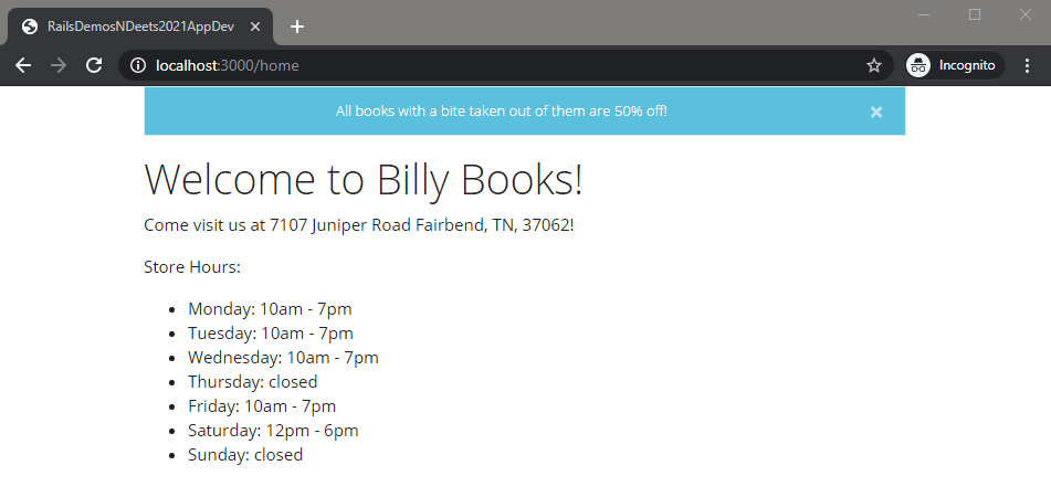 A notification of a sale happening at Billy Books.